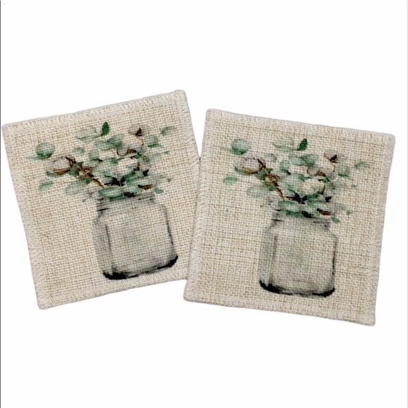 Summers at Stella’s Other - 🍽2 Sets/$20🍽 Linen Mason Jar Coasters